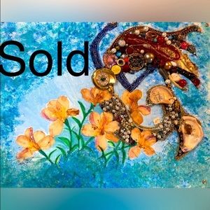 OOAK Mermaid in the Flowers Jewelry Art